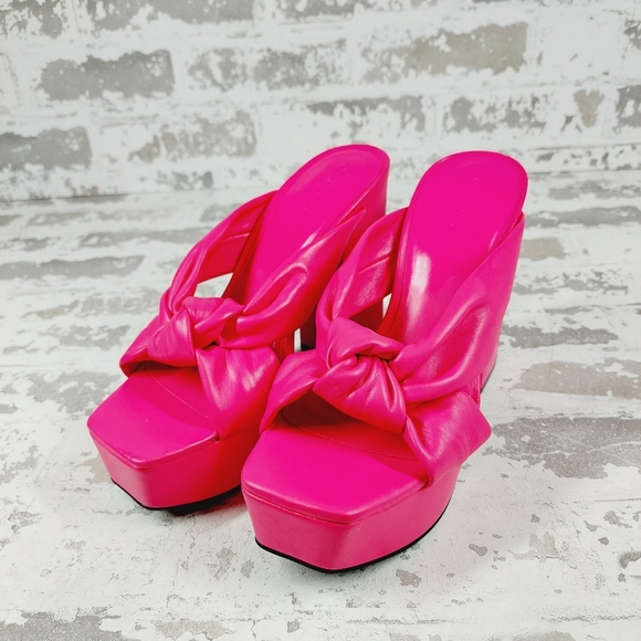 NEW Open Edit Kaia Platform High Chunky Block Heel Slip On Wedge Sandals M304 - Picture 2 of 15